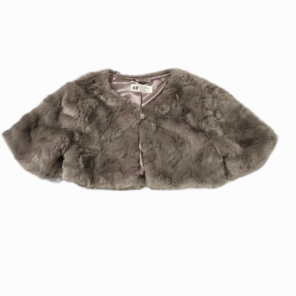 H&M grey faux fur soft jacket/cape / Size US 8-9Y